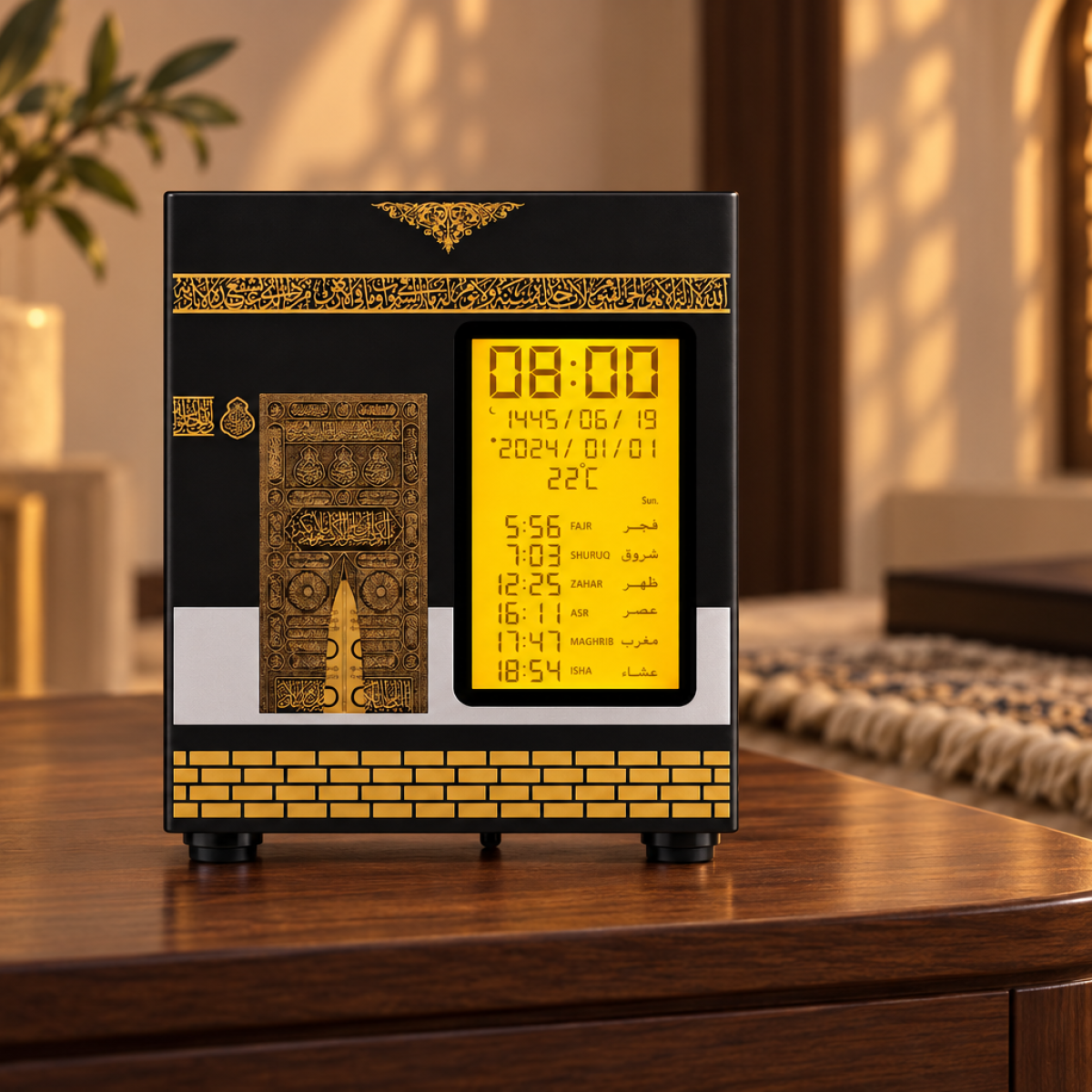 Kaaba Quran speaker in a warm prayer corner
