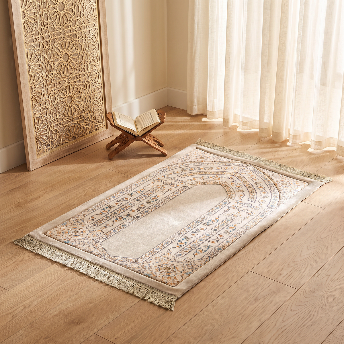 Darlida prayer mat in a serene prayer corner